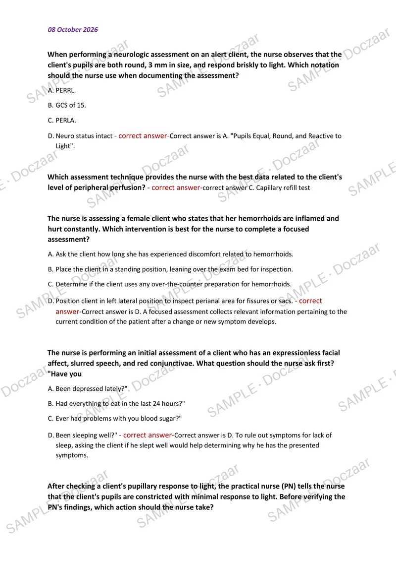 Preview page 7 of HESI V2 health assessment NEWEST 2026/2027  ACTUAL EXAM 80 QUESTIONS AND CORRECT (VERIFIED  ANSWERS) with explanations C