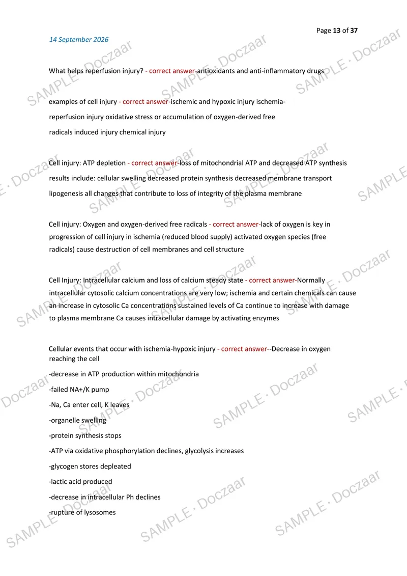 Preview page 13 of ADVANCED PATHOPHYSIOLOGY EXAM 1 2026/2027 | 230 HIGH-YIELD QUESTIONS & VERIFIED ANSWERS | LATEST TESTBANK | RECENT & MOS