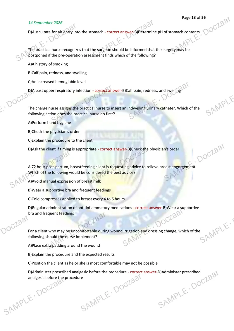 Preview page 13 of CPNRE NEWEST 2026/2027 ACTUAL TESTBANK EXAM 200  QUESTIONS AND CORRECT (VERIFIED ANSWERS) COVERING  RECENT AND MOST TEST