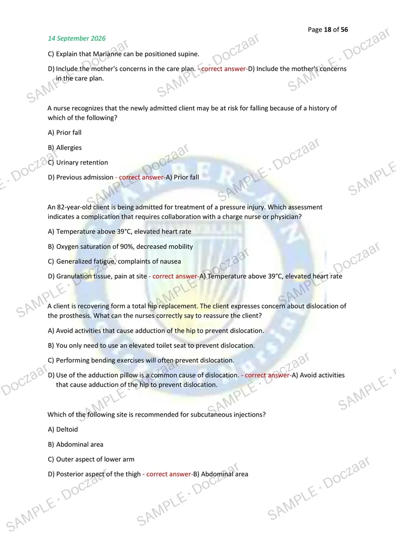 Preview page 18 of CPNRE NEWEST 2026/2027 ACTUAL TESTBANK EXAM 200  QUESTIONS AND CORRECT (VERIFIED ANSWERS) COVERING  RECENT AND MOST TEST