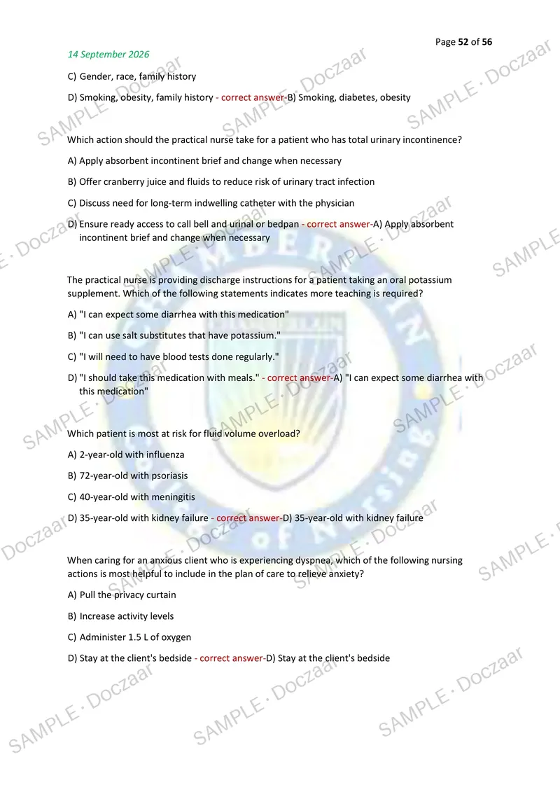 Preview page 52 of CPNRE NEWEST 2026/2027 ACTUAL TESTBANK EXAM 200  QUESTIONS AND CORRECT (VERIFIED ANSWERS) COVERING  RECENT AND MOST TEST