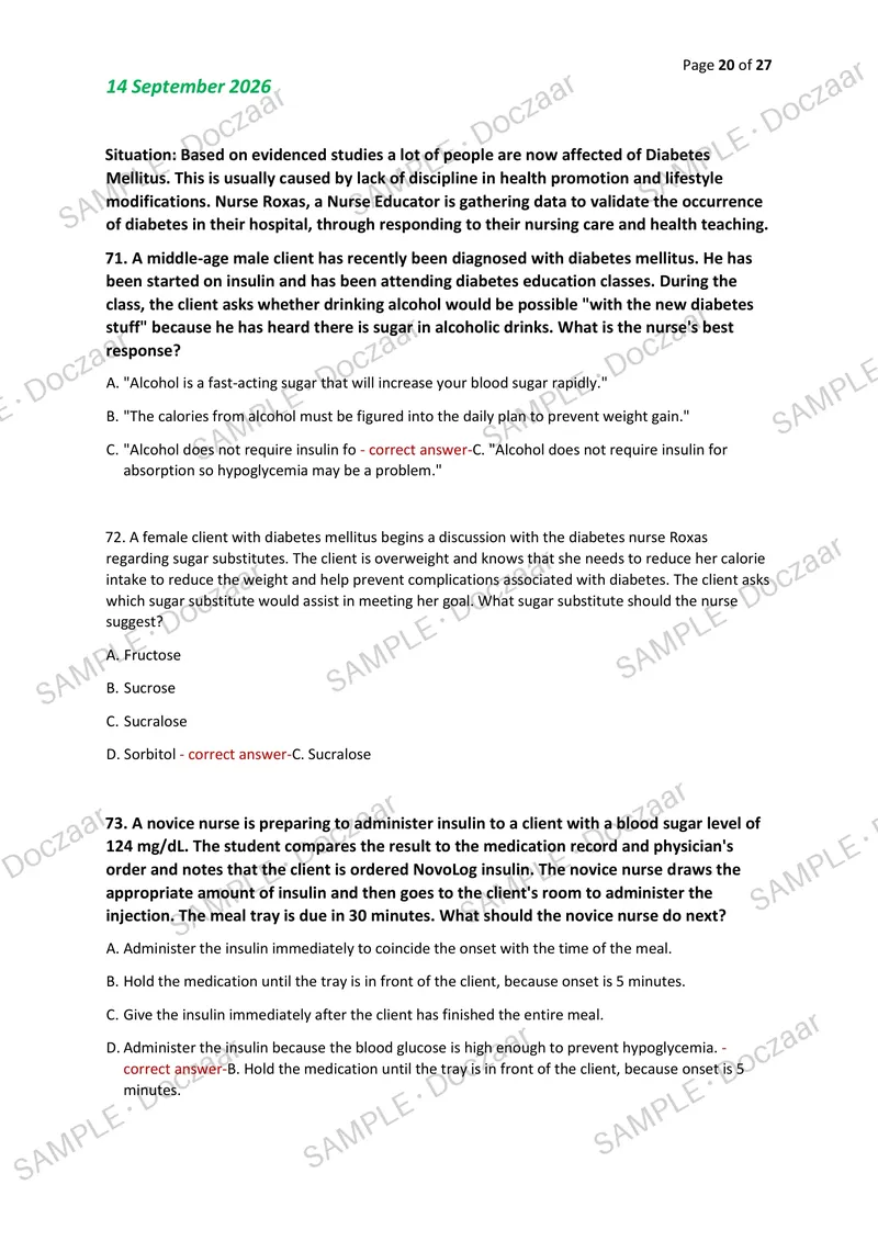 Preview page 20 of PREBOARDS NP3 NEWEST 2026/2027 ACTUAL EXAM  100 QUESTIONS AND CORRECT (VERIFIED ANSWERS)  COVERING RECENT AND MOST TESTE