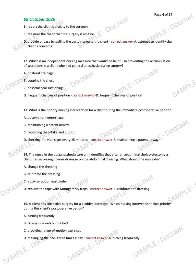 Preview page 4 of PREBOARDS NP3 NEWEST 2026/2027 ACTUAL EXAM  100 QUESTIONS AND CORRECT (VERIFIED ANSWERS)  COVERING RECENT AND MOST TESTE