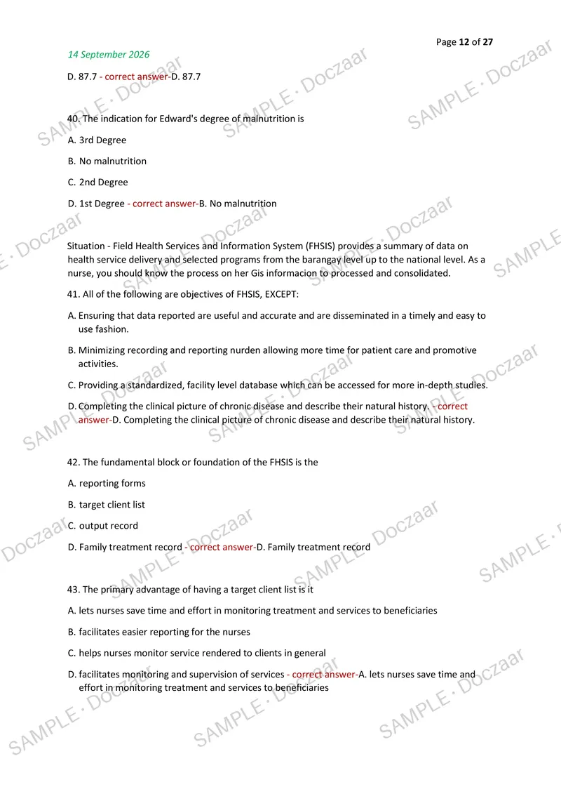 Preview page 12 of PNLE NP1 EXAM 2026/2027 | 100 HIGH-YIELD QUESTIONS & VERIFIED ANSWERS | LATEST TEST PREP | RECENT & MOST TESTED TOPICS |