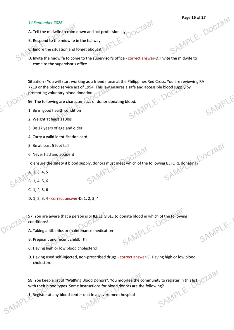Preview page 16 of PNLE NP1 EXAM 2026/2027 | 100 HIGH-YIELD QUESTIONS & VERIFIED ANSWERS | LATEST TEST PREP | RECENT & MOST TESTED TOPICS |