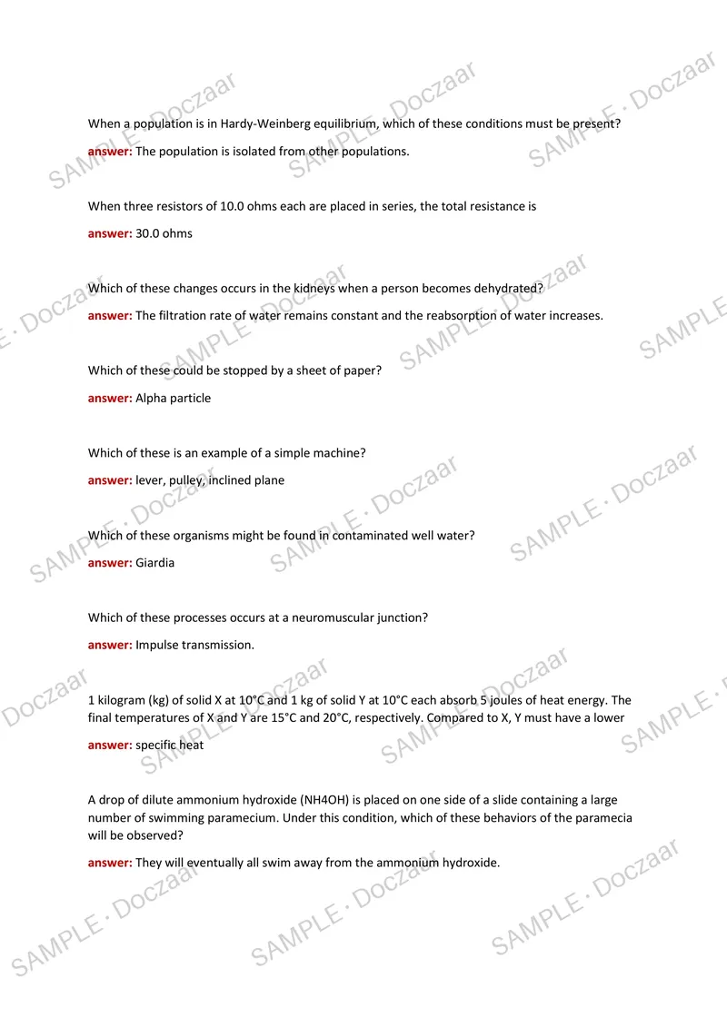 Preview page 11 of PAX SCIENCE NLN EXAM 2026/2027 | 300 HIGHYIELD QUESTIONS & VERIFIED ANSWERS | LATEST TEST PREP | RECENT & MOST TESTED TO