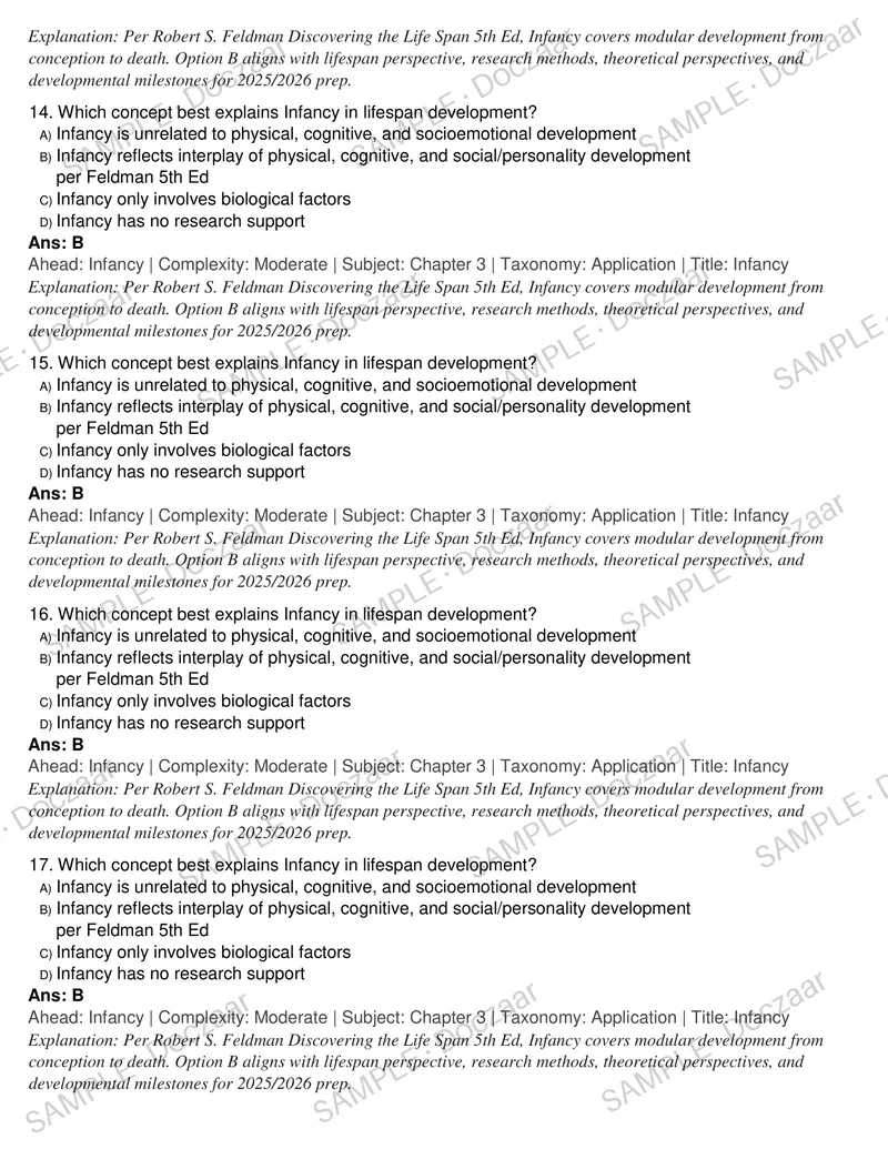 Preview page 42 of Discovering the Life Span 5th Edition Robert S Feldman Test Bank Complete Exam Prep Resource 2025/2026