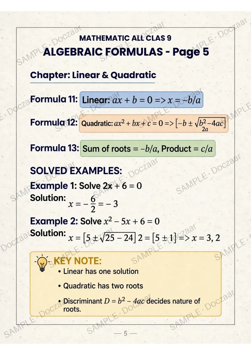 Preview page 6 of बीजगणित (ALGEBRA) के संपूर्ण नोट्स Class 10, 12, B.A., B.Sc. ke liye All Formulas, Short Tricks, By. Neeraj Kumar