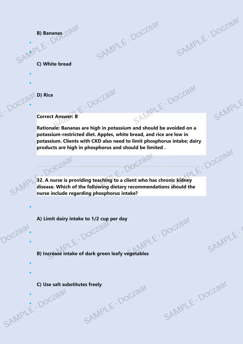 Preview page 25 of ATI RN Nutrition Proctored Exam with Questions and Verified Answers, 100% Guaranteed Pass With Appropriate Explanations