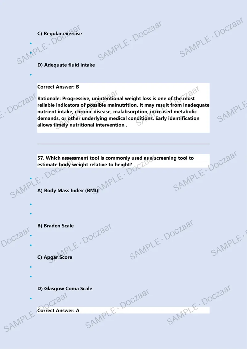 Preview page 44 of ATI RN Nutrition Proctored Exam with Questions and Verified Answers, 100% Guaranteed Pass With Appropriate Explanations