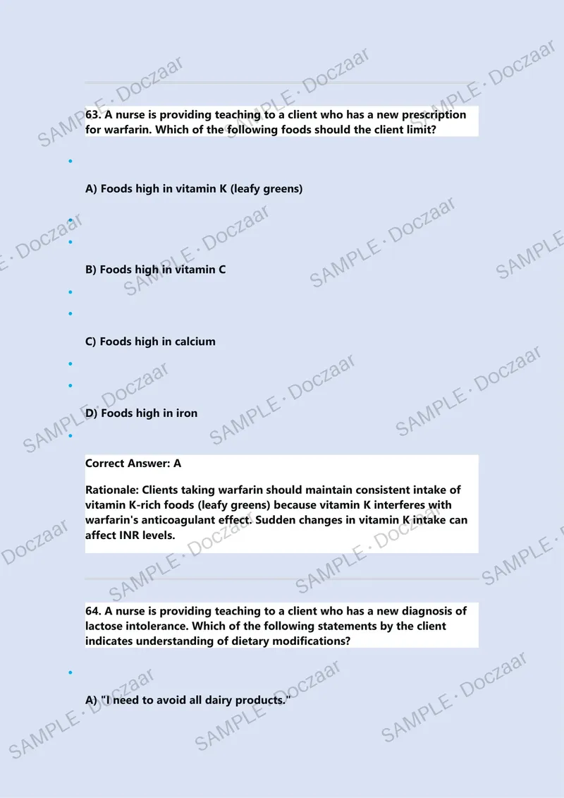 Preview page 49 of ATI RN Nutrition Proctored Exam with Questions and Verified Answers, 100% Guaranteed Pass With Appropriate Explanations