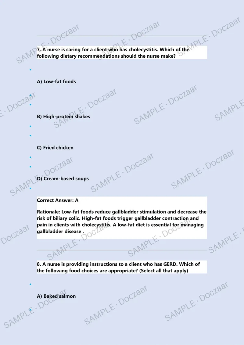 Preview page 6 of ATI RN Nutrition Proctored Exam with Questions and Verified Answers, 100% Guaranteed Pass With Appropriate Explanations