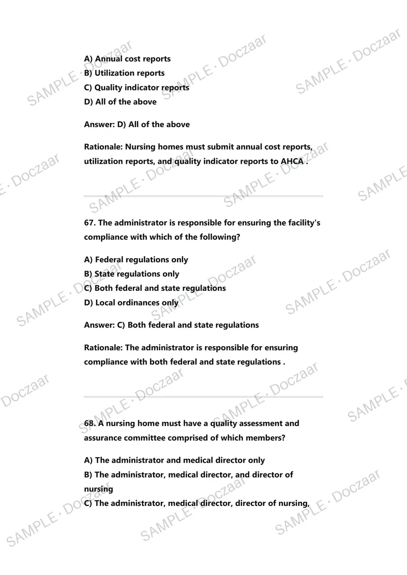 Preview page 32 of Florida Nursing Home Administrator Exam (FL NHA) Practice Test Bank (2026 / 2027)REVIEW WITH COMPLETE REAL EXAM QUESTION