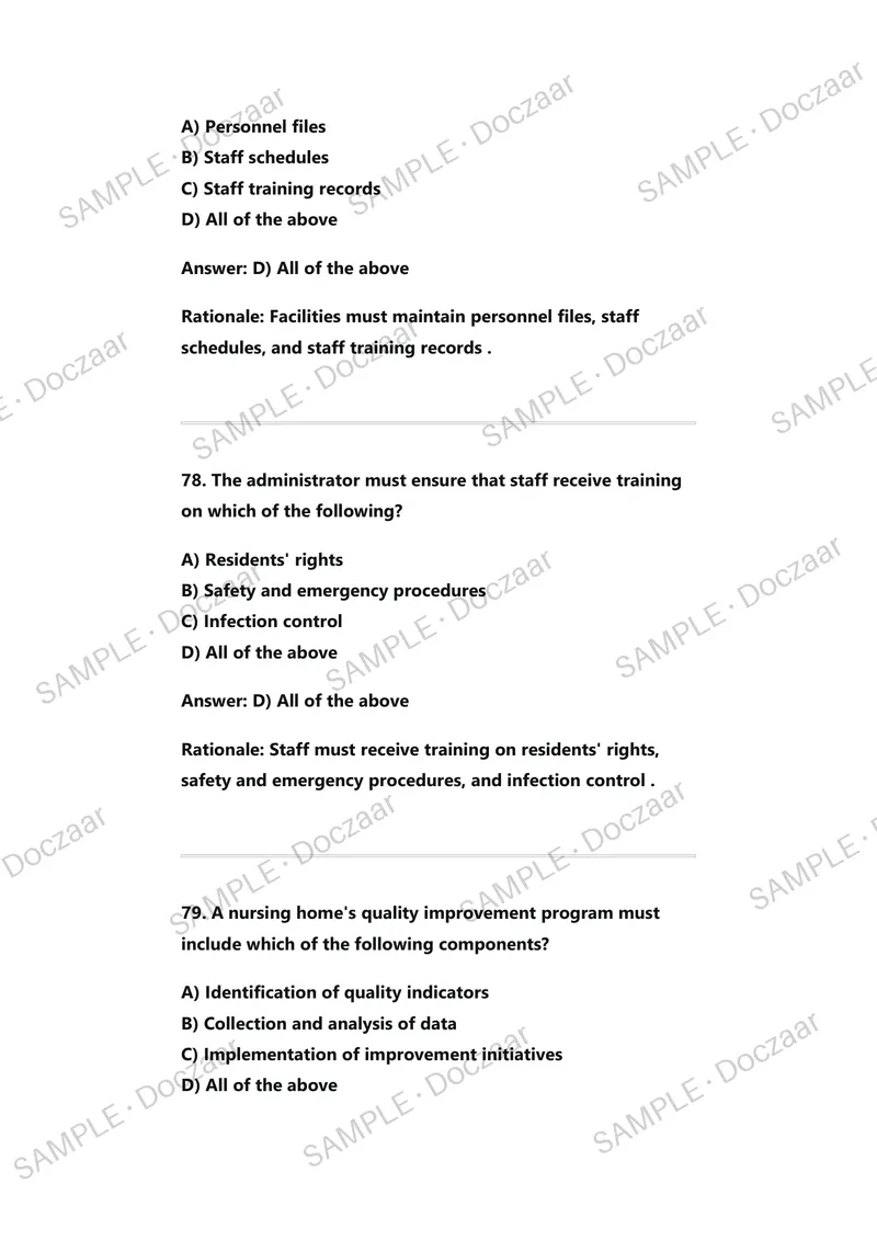 Preview page 37 of Florida Nursing Home Administrator Exam (FL NHA) Practice Test Bank (2026 / 2027)REVIEW WITH COMPLETE REAL EXAM QUESTION