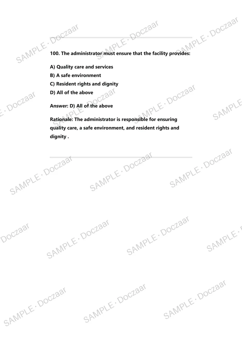 Preview page 47 of Florida Nursing Home Administrator Exam (FL NHA) Practice Test Bank (2026 / 2027)REVIEW WITH COMPLETE REAL EXAM QUESTION