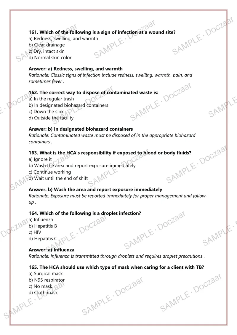 Preview page 38 of ALBERTA HEALTH CARE AIDE PROVINCIAL  EXAM 250 Practice Questions & Detailed  Answers CLHA AHRE | A+ GRADED