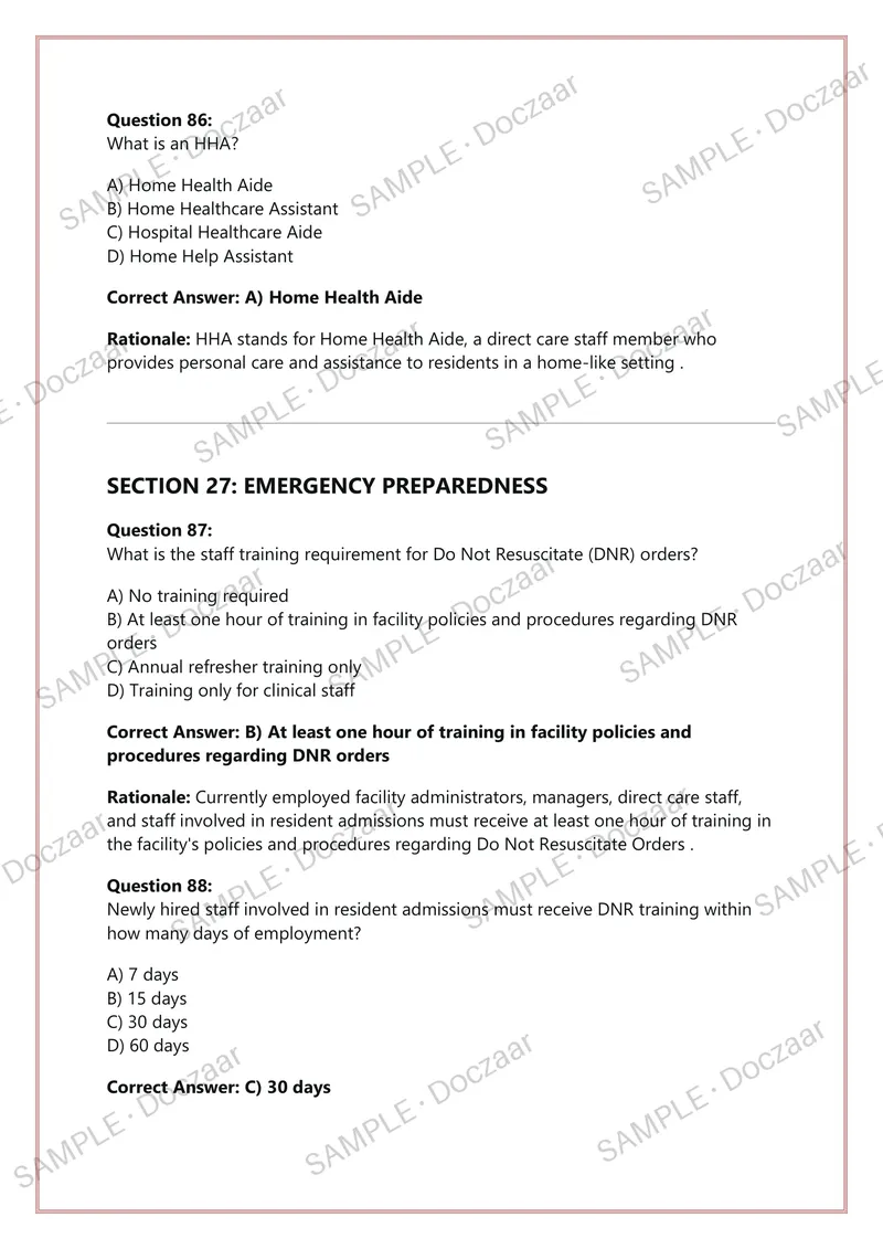 Preview page 31 of ALF CORE TRAINING FLORIDA EXAM 2026/2027  ASSISTED LIVING FACILITY ADMINISTRATOR  CERTIFICATION – FLORIDA AHCA | 200 VER