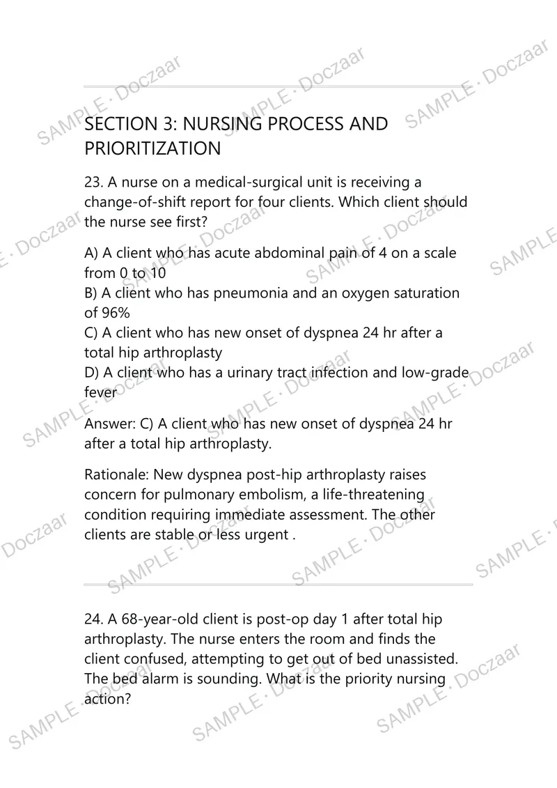 Preview page 14 of ATI RN LEADERSHIP PROCTORED EXAM 2026  | PRACTICE QUESTIONS, VERIFIED CORRECT  ANSWERS & DETAILED RATIONALES |  NURSING