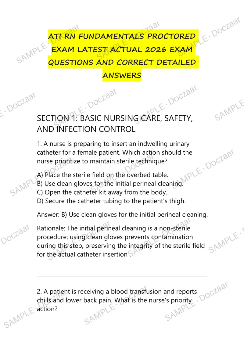 Preview page 1 of ATI RN LEADERSHIP PROCTORED EXAM 2026  | PRACTICE QUESTIONS, VERIFIED CORRECT  ANSWERS & DETAILED RATIONALES |  NURSING