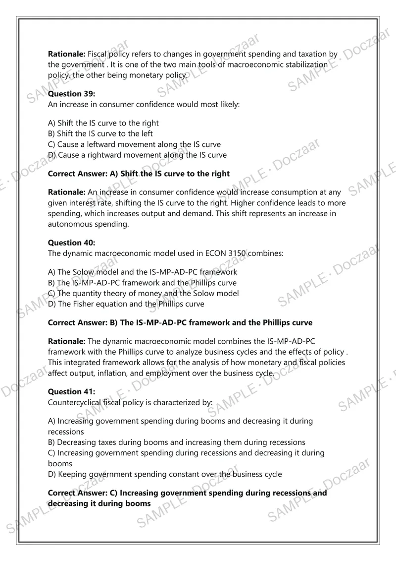 Preview page 14 of Clemson ECON 3150 Final Examination – Intermediate Macroeconomics – Clemson University  – 2026/2027 Academic Year – 100