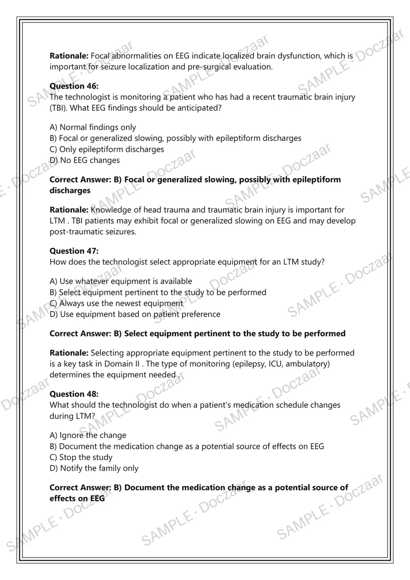 Preview page 17 of CLTM Certification Examination – Certified Long-Term  Monitoring Technologist – American Board of  Registration of Elect