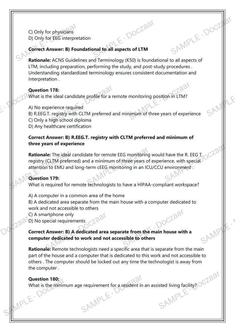Preview page 60 of CLTM Certification Examination – Certified Long-Term  Monitoring Technologist – American Board of  Registration of Elect