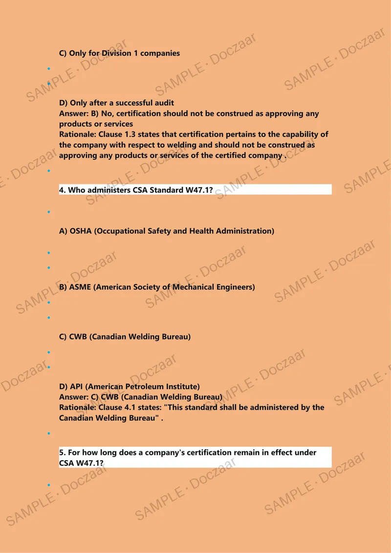 Preview page 3 of CSA Standard W47.1-09 - CWB Welding Supervisor Exam Questions And Answers Practice Questions with Solutions Newest 2026