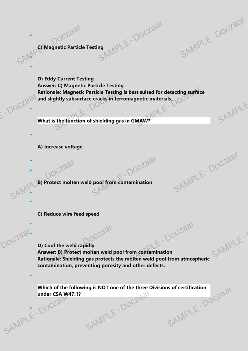Preview page 7 of CSA W47.1 Final Exam Questions And Answers Practice Questions with Solutions Newest | Already Graded A+