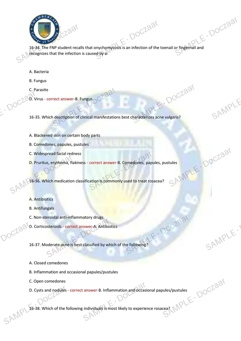 Preview page 134 of FNP Chamberlain NEWEST 2026/2027 TESTBANK  EXAM 550 COMPREHENSIVE QUESTIONS  /FREQUENTLY MOST TESTED QUESTIONS AND  VERI