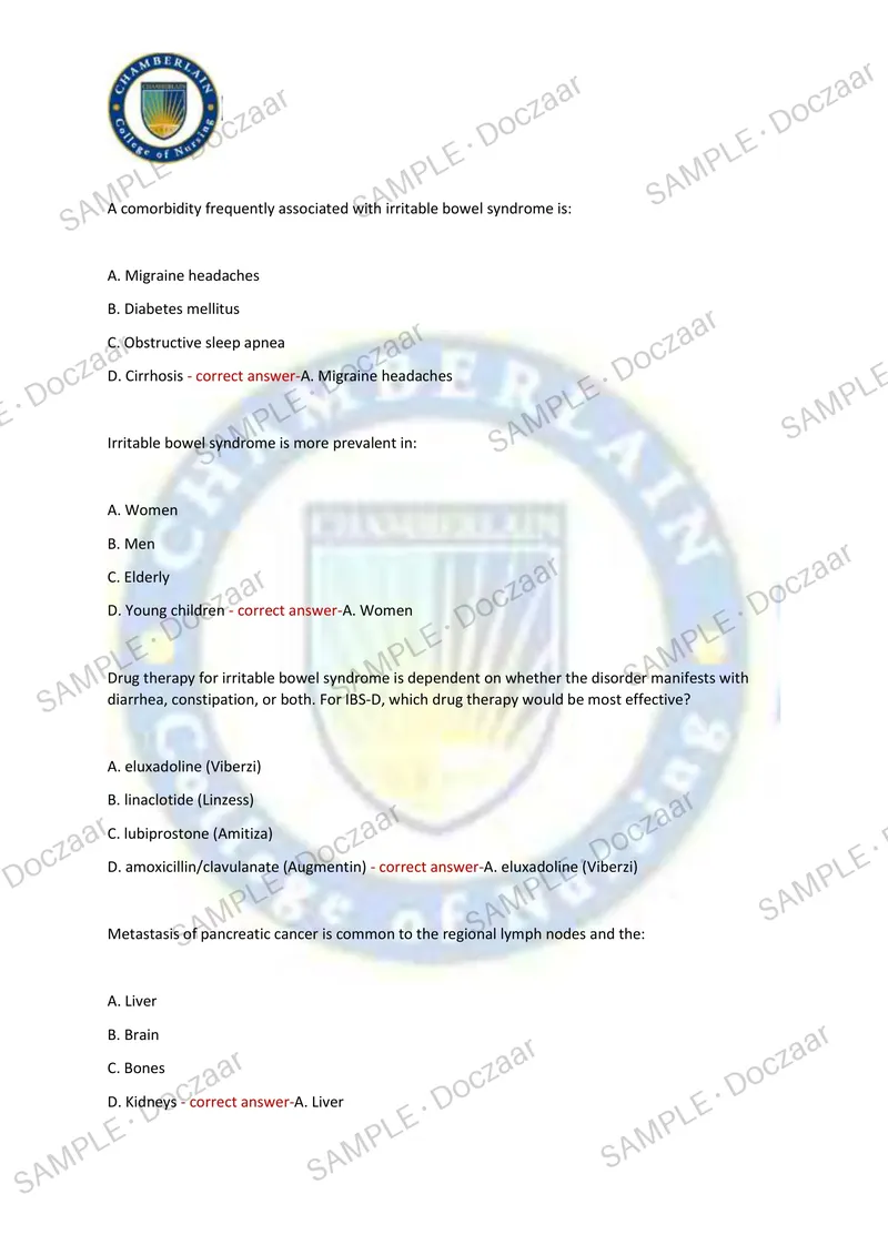 Preview page 63 of FNP Chamberlain NEWEST 2026/2027 TESTBANK  EXAM 550 COMPREHENSIVE QUESTIONS  /FREQUENTLY MOST TESTED QUESTIONS AND  VERI