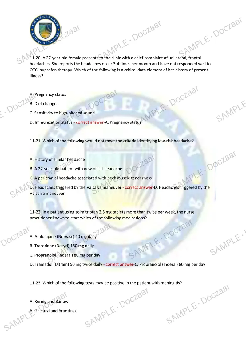 Preview page 86 of FNP Chamberlain NEWEST 2026/2027 TESTBANK  EXAM 550 COMPREHENSIVE QUESTIONS  /FREQUENTLY MOST TESTED QUESTIONS AND  VERI