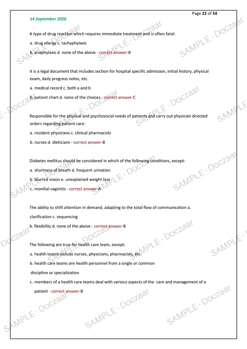 Preview page 22 of Clinical Pharmacy (GREEN) NEWEST 2026/2027  ACTUAL EXAM 300 QUESTIONS AND CORRECT (VERIFIED  ANSWERS) COVERING RECENT AN