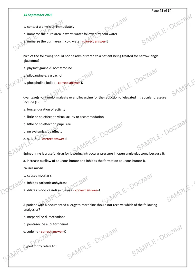 Preview page 48 of Clinical Pharmacy (GREEN) NEWEST 2026/2027  ACTUAL EXAM 300 QUESTIONS AND CORRECT (VERIFIED  ANSWERS) COVERING RECENT AN