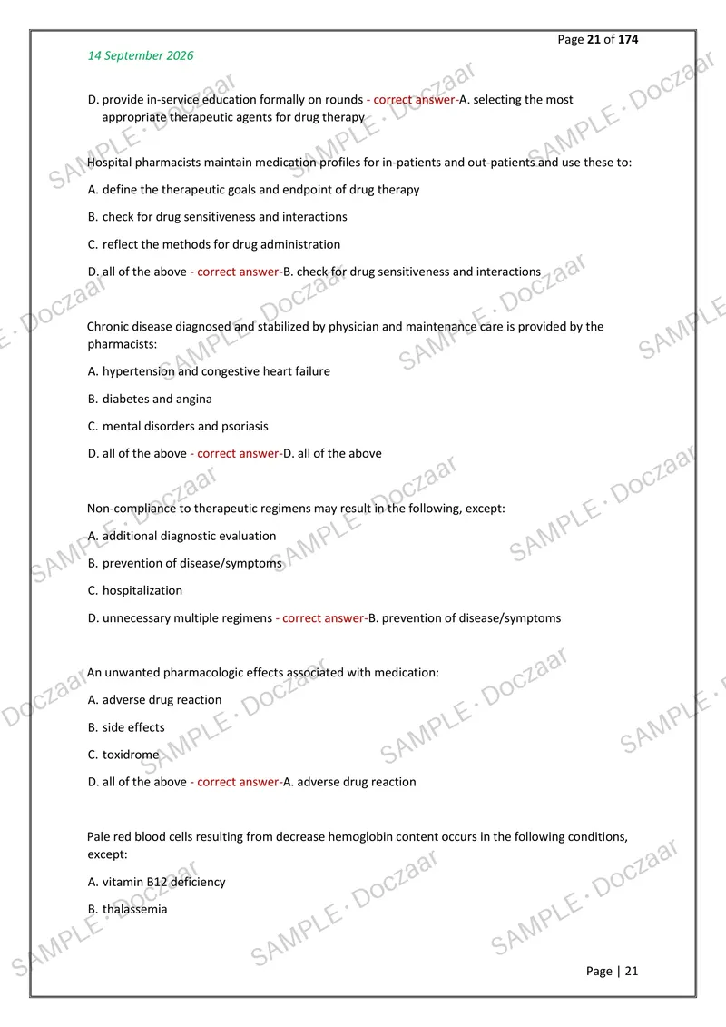 Preview page 21 of Clinical Pharmacy EXAM NEWEST 2026/2027  ACTUAL EXAM TESTBANK 750 QUESTIONS AND  CORRECT DETAILED ANSWERS (VERIFIED ANSW
