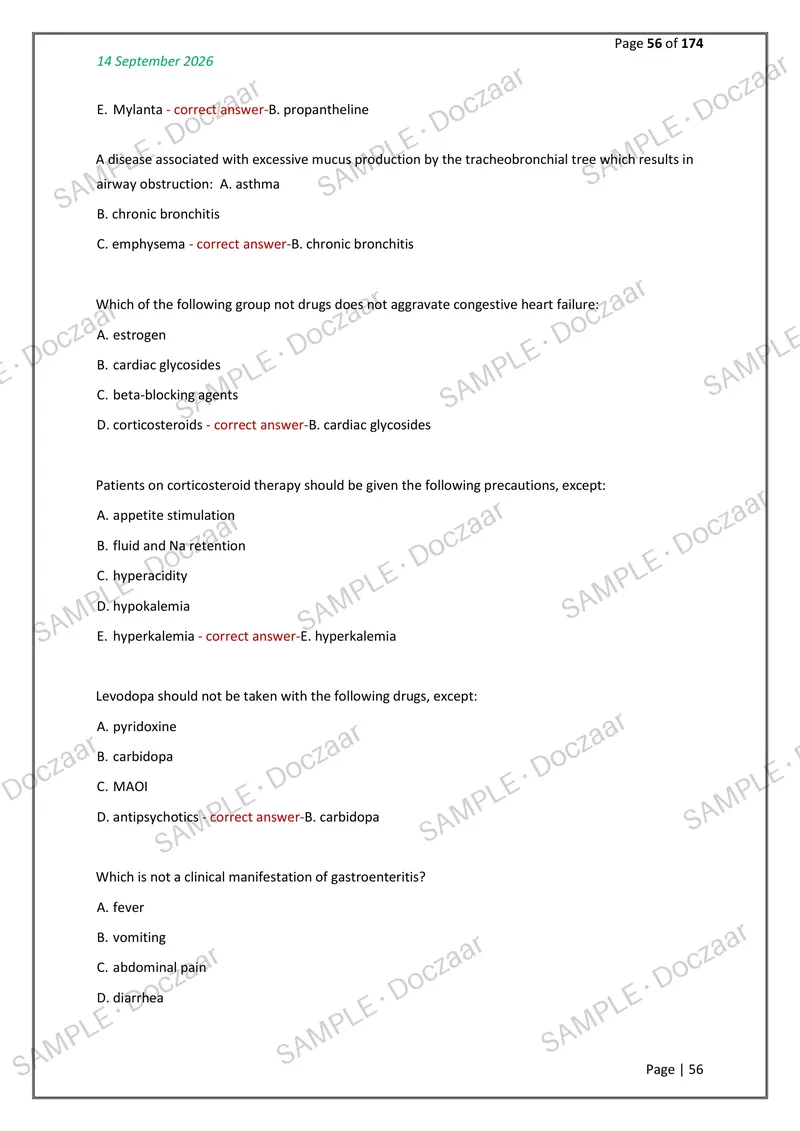 Preview page 56 of Clinical Pharmacy EXAM NEWEST 2026/2027  ACTUAL EXAM TESTBANK 750 QUESTIONS AND  CORRECT DETAILED ANSWERS (VERIFIED ANSW
