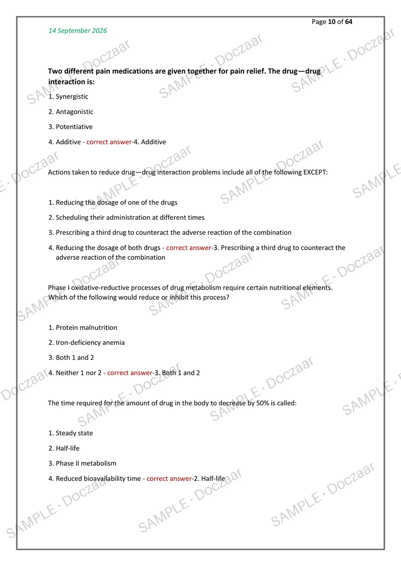 Preview page 10 of Nurs 615 exam 1 NEWEST 2026/2027 ACTUAL   TESTBANJ EXAM 300 QUESTIONS AND CORRECT  (VERIFIED ANSWERS) COVERING RECENT AN