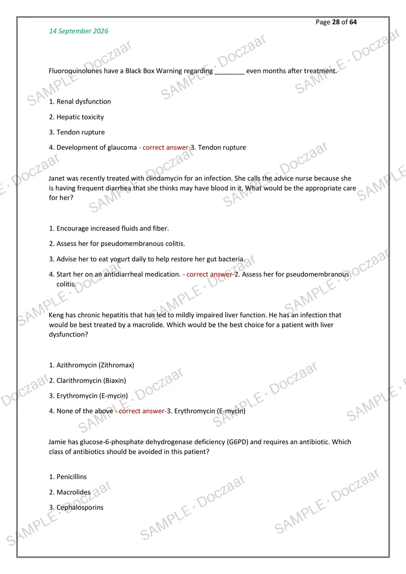 Preview page 28 of Nurs 615 exam 1 NEWEST 2026/2027 ACTUAL   TESTBANJ EXAM 300 QUESTIONS AND CORRECT  (VERIFIED ANSWERS) COVERING RECENT AN