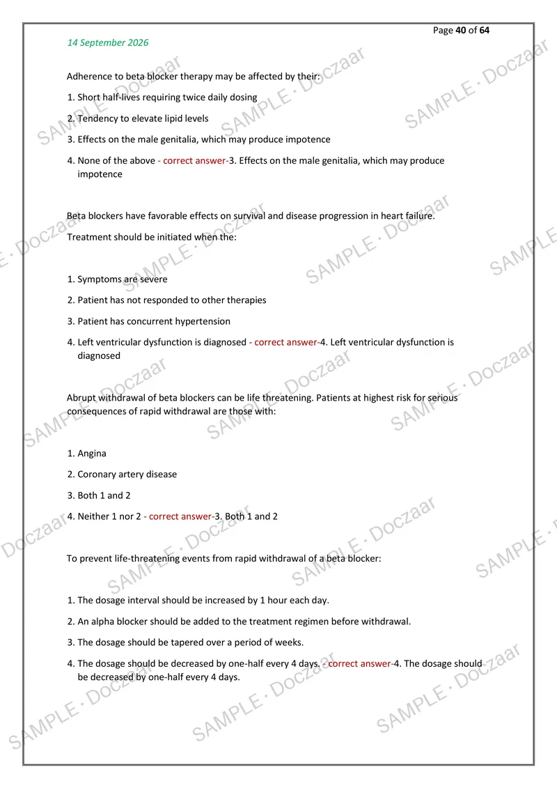 Preview page 40 of Nurs 615 exam 1 NEWEST 2026/2027 ACTUAL   TESTBANJ EXAM 300 QUESTIONS AND CORRECT  (VERIFIED ANSWERS) COVERING RECENT AN