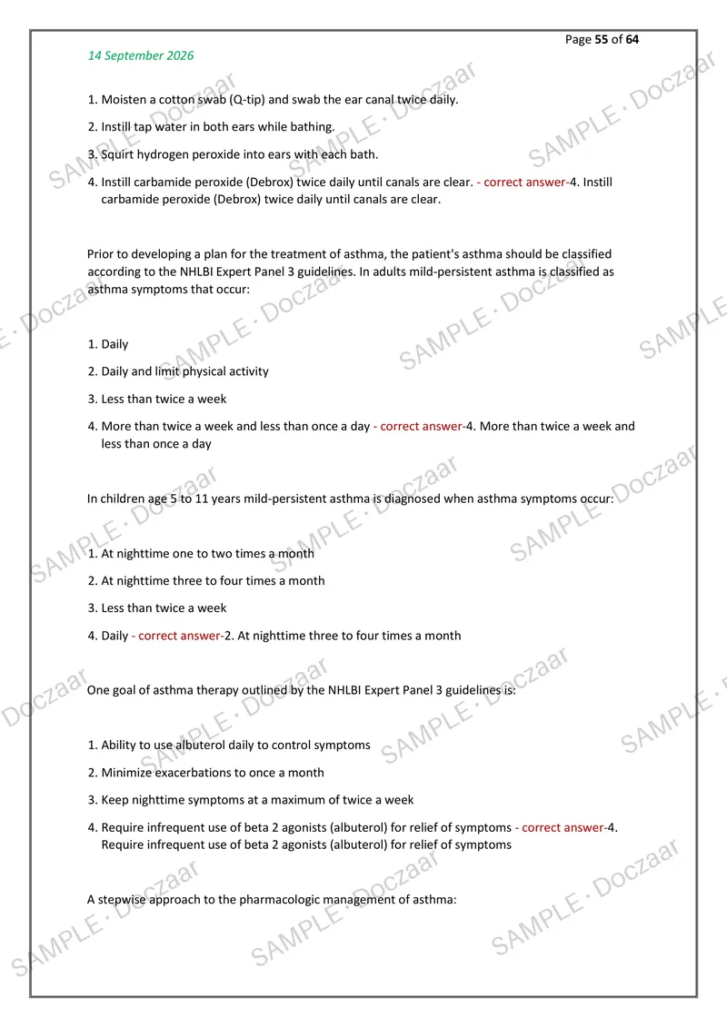 Preview page 55 of Nurs 615 exam 1 NEWEST 2026/2027 ACTUAL   TESTBANJ EXAM 300 QUESTIONS AND CORRECT  (VERIFIED ANSWERS) COVERING RECENT AN