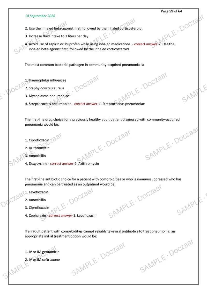 Preview page 59 of Nurs 615 exam 1 NEWEST 2026/2027 ACTUAL   TESTBANJ EXAM 300 QUESTIONS AND CORRECT  (VERIFIED ANSWERS) COVERING RECENT AN