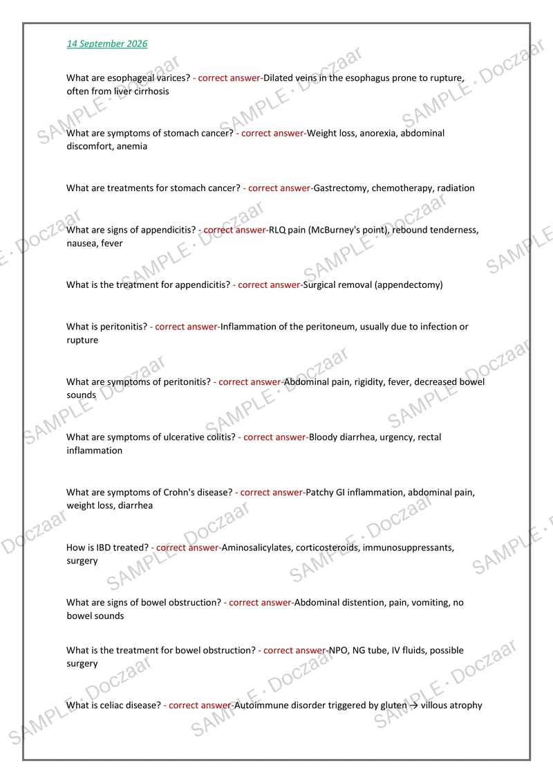 Preview page 7 of WGU D444 Adult Health 1NEWEST 2026/2027 ACTUAL   EXAM 250 QUESTIONS AND CORRECT (VERIFIED  ANSWERS) COVERING RECENT AND