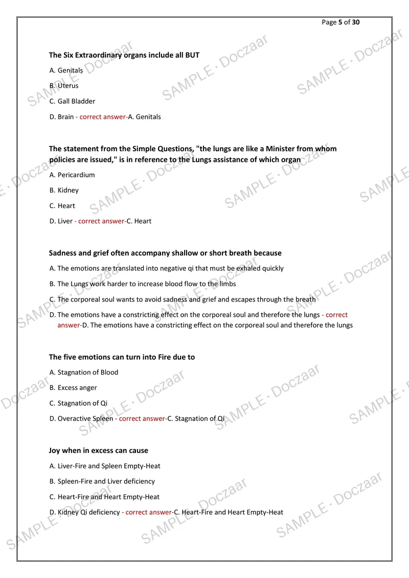 Preview page 5 of NCCAOM Foundation NEWEST 2026/2027 ACTUAL  EXAM 130  QUESTIONS AND CORRECT (VERIFIED ANSWERS) COVERING  RECENT AND MOST