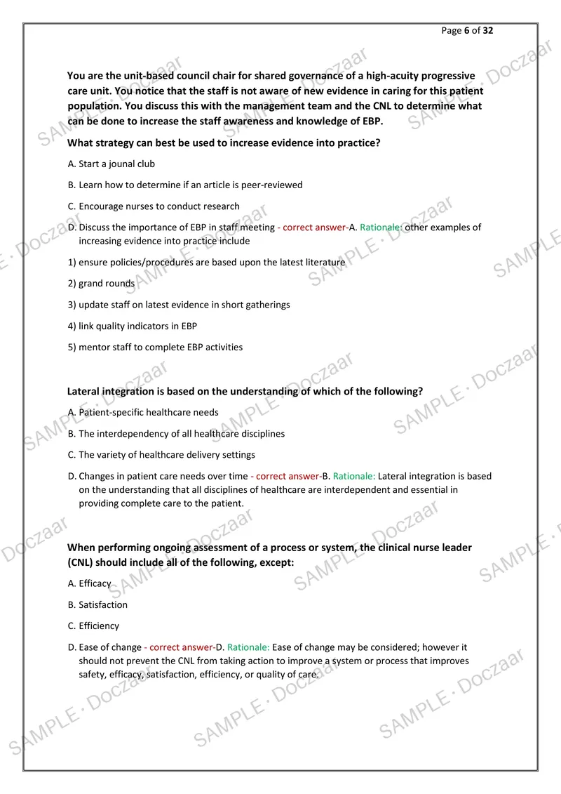 Preview page 6 of CNL certification NEWEST 2026/2027 ACTUAL EXAM 130  QUESTIONS AND CORRECT DETAILED ANSWERS  (VERIFIED ANSWERS) WITH RATI