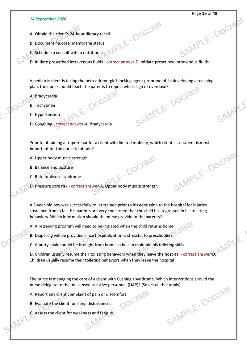Preview page 16 of HESI RN EXIT EXAM WITH NGN LATEST VERSION B   NEWEST 2026/2027 ACTUAL EXAM 160 QUESTIONS  AND CORRECT DETAILED ANSWERS (