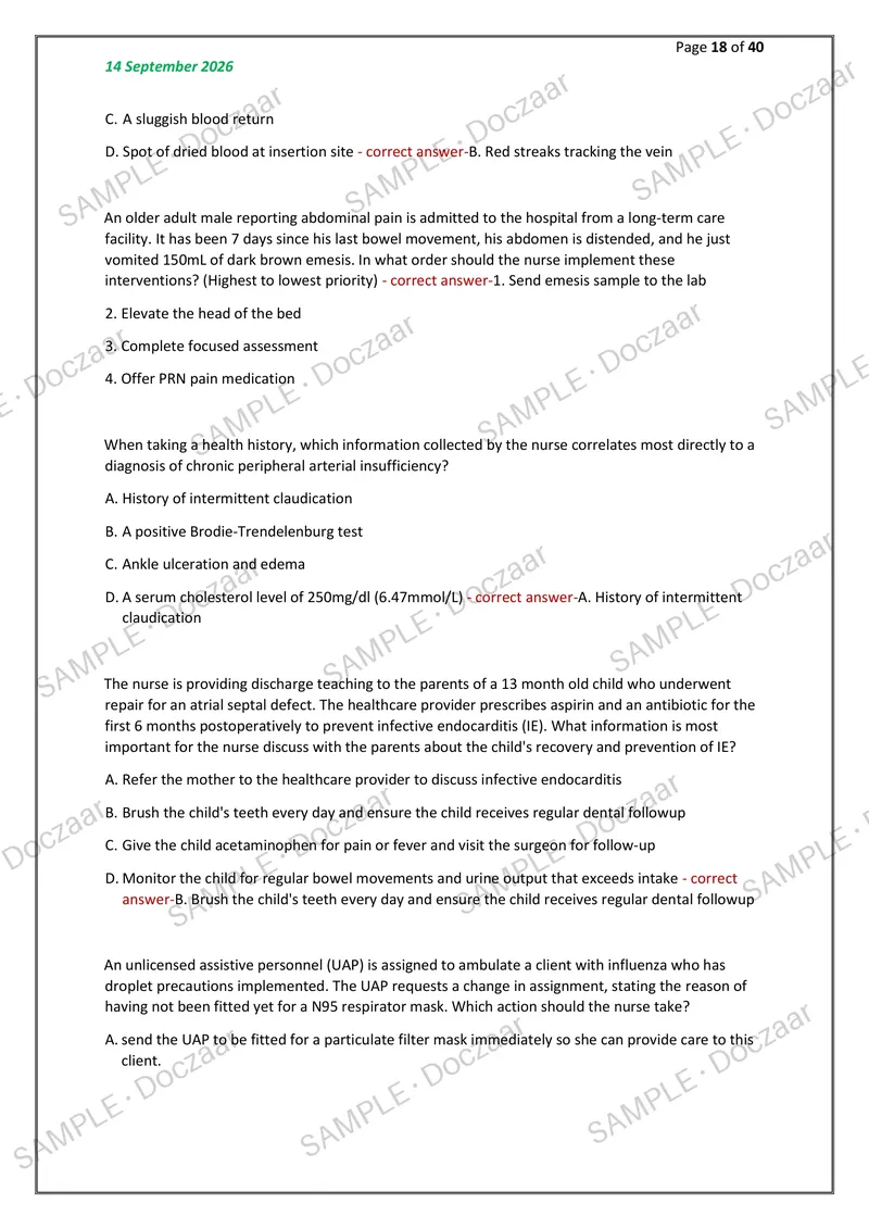 Preview page 18 of HESI RN EXIT EXAM WITH NGN LATEST VERSION B   NEWEST 2026/2027 ACTUAL EXAM 160 QUESTIONS  AND CORRECT DETAILED ANSWERS (
