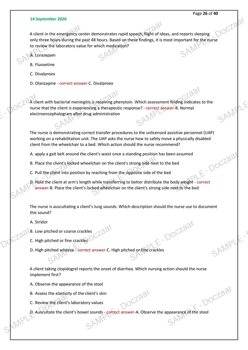 Preview page 26 of HESI RN EXIT EXAM WITH NGN LATEST VERSION B   NEWEST 2026/2027 ACTUAL EXAM 160 QUESTIONS  AND CORRECT DETAILED ANSWERS (