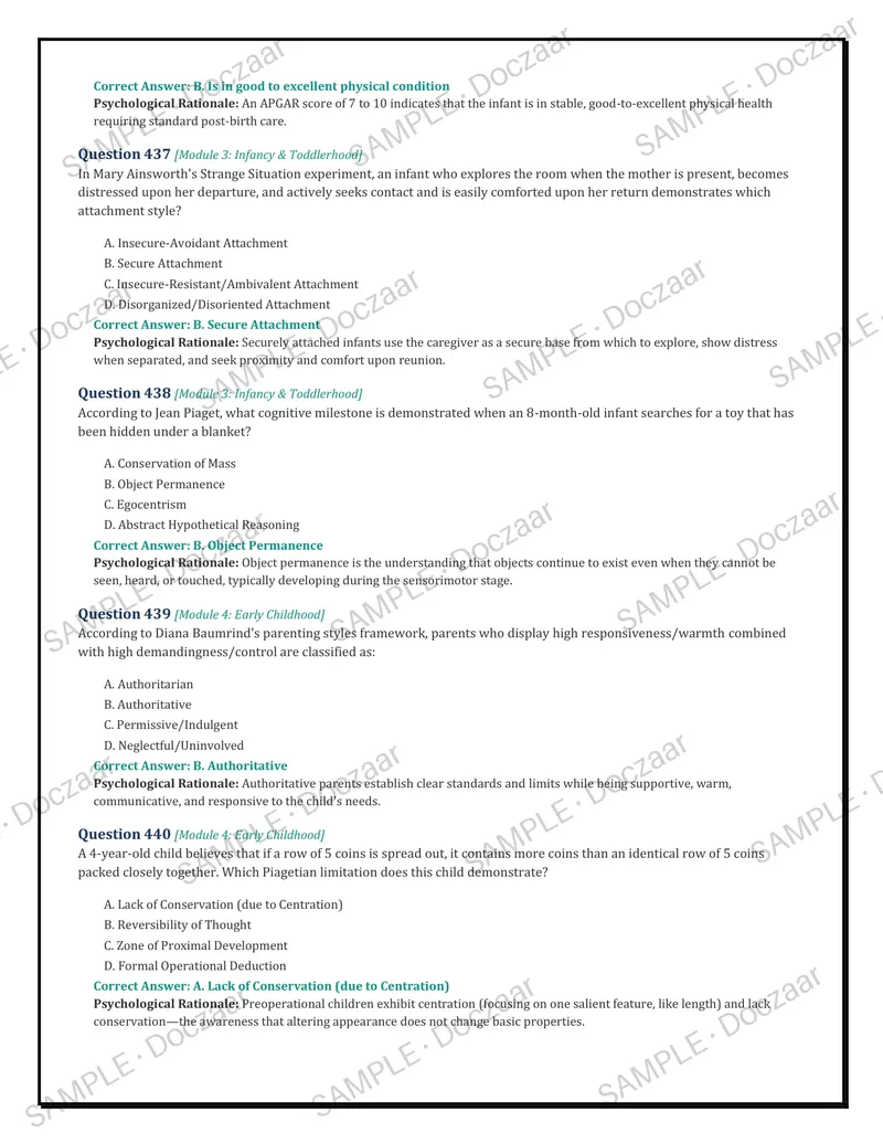 Preview page 103 of PSYC 210: DEVELOPMENTAL PSYCHOLOGY (MODULES 1–8)  COMPLETE 500 PRACTICE QUESTIONS & EXPLANATIONS  [LATEST 2026/2027 EDIT