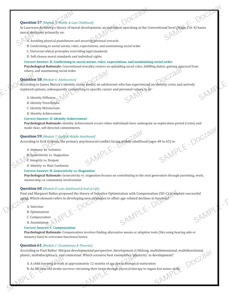 Preview page 16 of PSYC 210: DEVELOPMENTAL PSYCHOLOGY (MODULES 1–8)  COMPLETE 500 PRACTICE QUESTIONS & EXPLANATIONS  [LATEST 2026/2027 EDIT