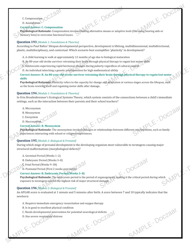 Preview page 47 of PSYC 210: DEVELOPMENTAL PSYCHOLOGY (MODULES 1–8)  COMPLETE 500 PRACTICE QUESTIONS & EXPLANATIONS  [LATEST 2026/2027 EDIT