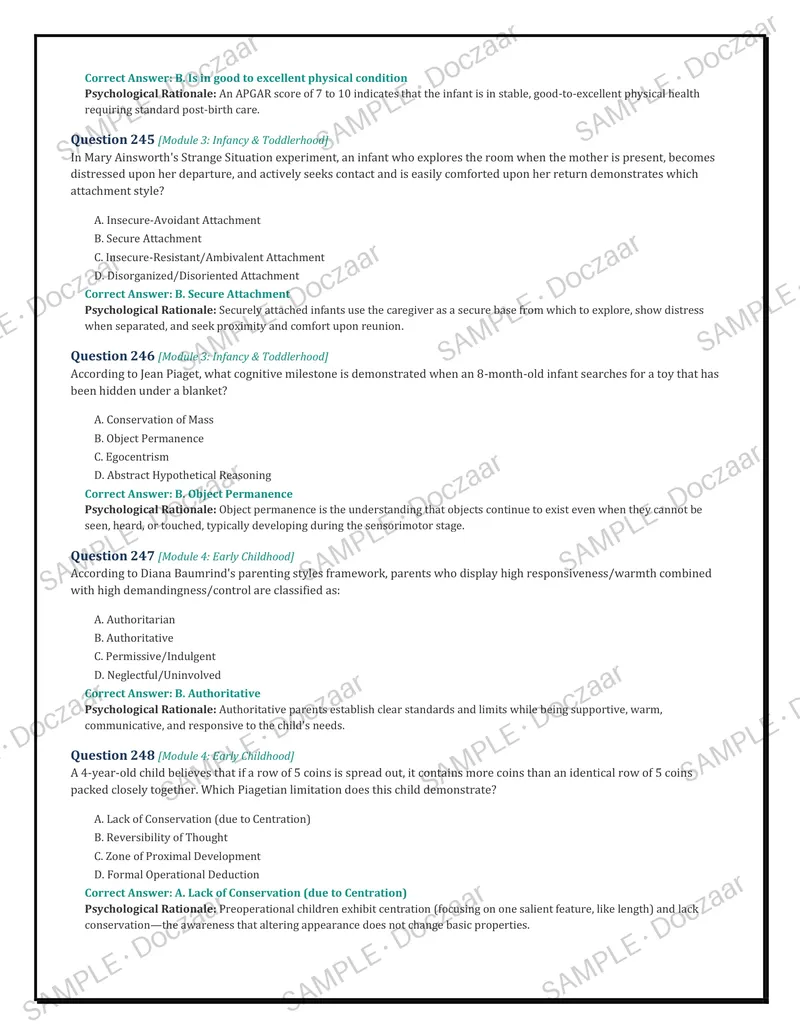 Preview page 59 of PSYC 210: DEVELOPMENTAL PSYCHOLOGY (MODULES 1–8)  COMPLETE 500 PRACTICE QUESTIONS & EXPLANATIONS  [LATEST 2026/2027 EDIT